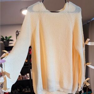SHEIN Yellow Sweater with Ribbon Accents
